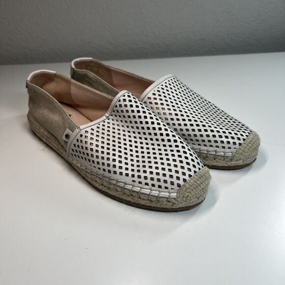 kate spade NEW YORK Greer Espadrille Perforated Leather Flats Shoes Sz 9 - Picture 1 of 8